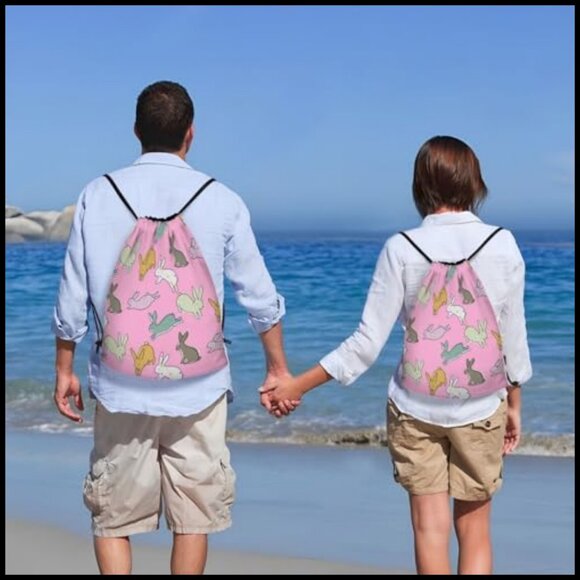 Drawstring Backpack Adjustable Gym Sports Travel Beach Bag Lightweight Polyester main image 7